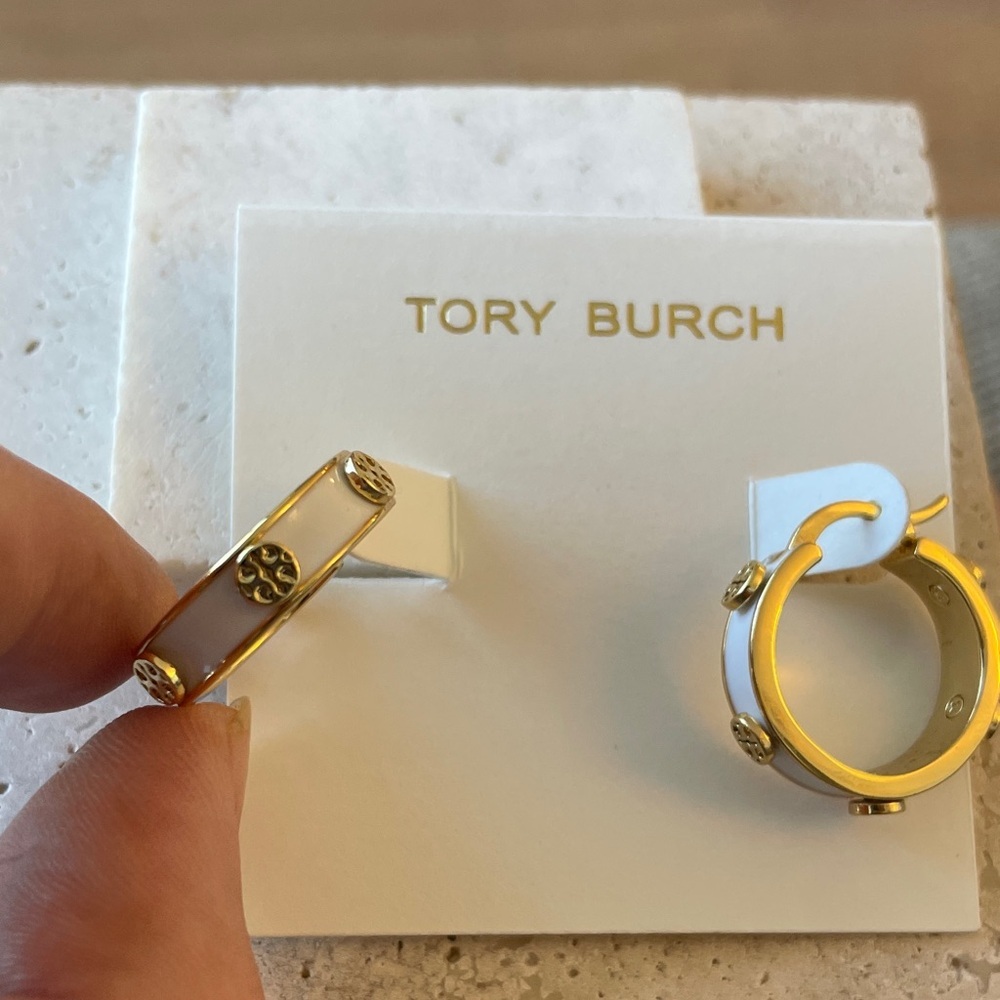 Tory Burch Gold Studded Hoops - Picture 2 of 2